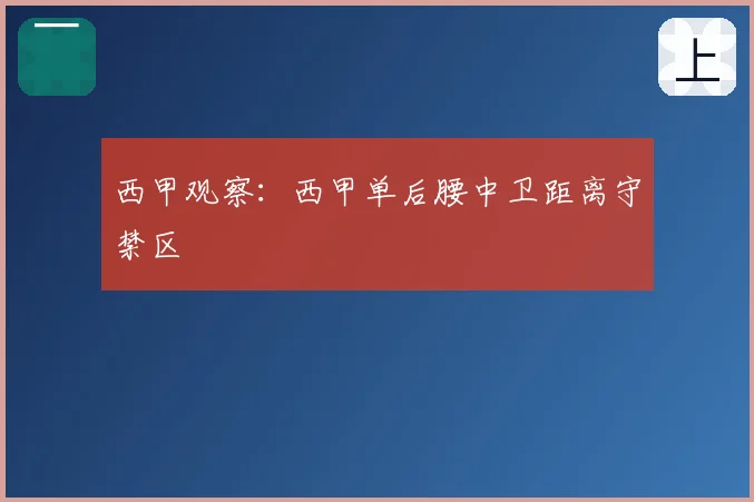 西甲观察：西甲单后腰中卫距离守禁区
